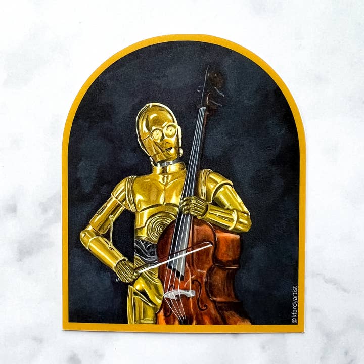 C Playing the Bass vinyl art sticker for wholesale by Kristin Fardy Artist