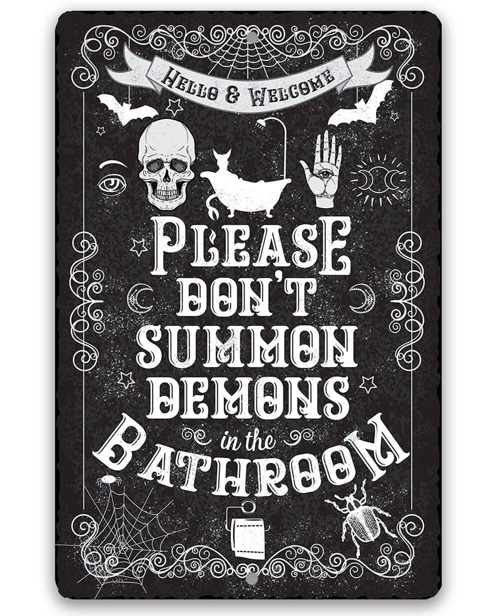 Lone Star Art Metal Signs - Wholesale Bathroom Sign - Rustic Metal Sign | Please Don't Summon Demons