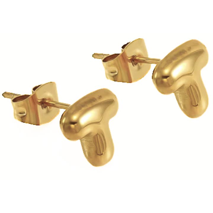 Gelbgold Bubble Letter Mini Ohrstecker mit Buchstaben aus 18K Goldstahl für den Großhandel auf Faire21