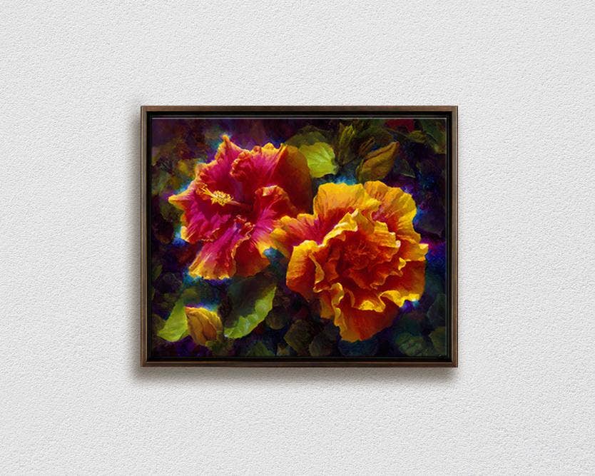 Whitworth Gallery - Wholesale Painting/Drawing - Sunlit Duet - Signed Artist Canvas - Hawaiian Hibiscus Painting11