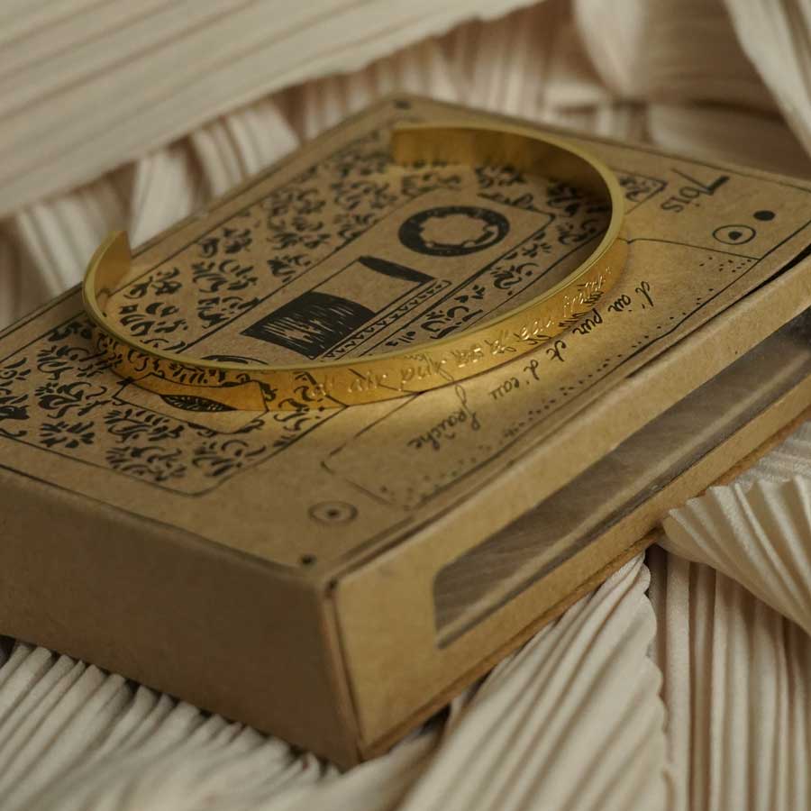 Bijoux 7bis - Vente Bracelet jonc - Jonc Acier Gravé D’Air Pur Et D’Eau Fraiche Doré Argenté1