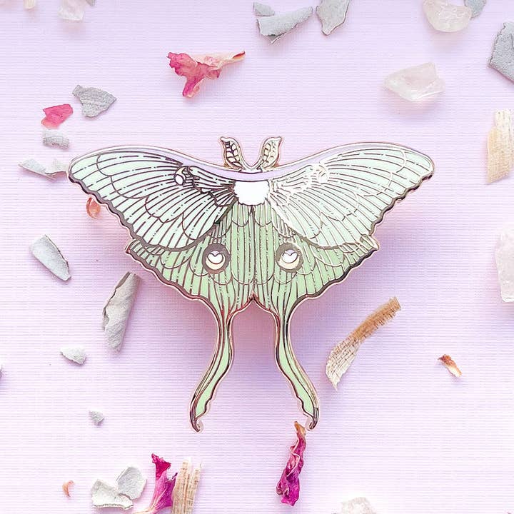 Alum and Ink - Wholesale Lapel Pin/Button - Luna Moth (Actias luna) Enamel Pin3
