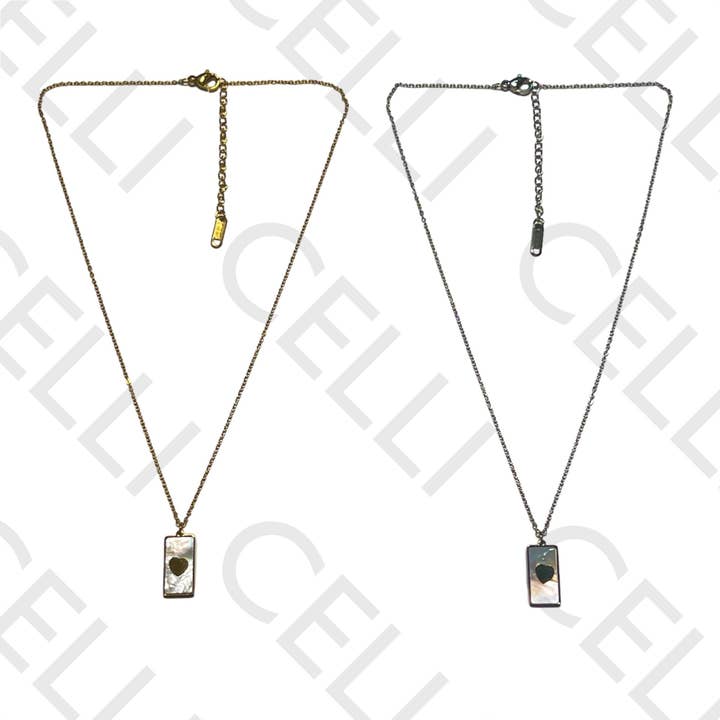 Stahlkette - Perlmutt mit Herz für den Großhandel von Celli Biju