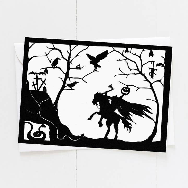 Squirrel Tacos Papercuts - Wholesale Halloween Card - Greeting Card - Halloween -Headless Horseman card0