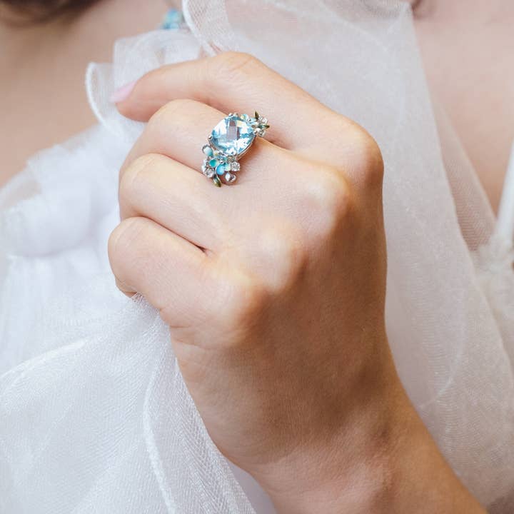 Topázio. Cz Cristal e Esmalte Prata 925 Design Parisiense por atacado de Maral Kunst