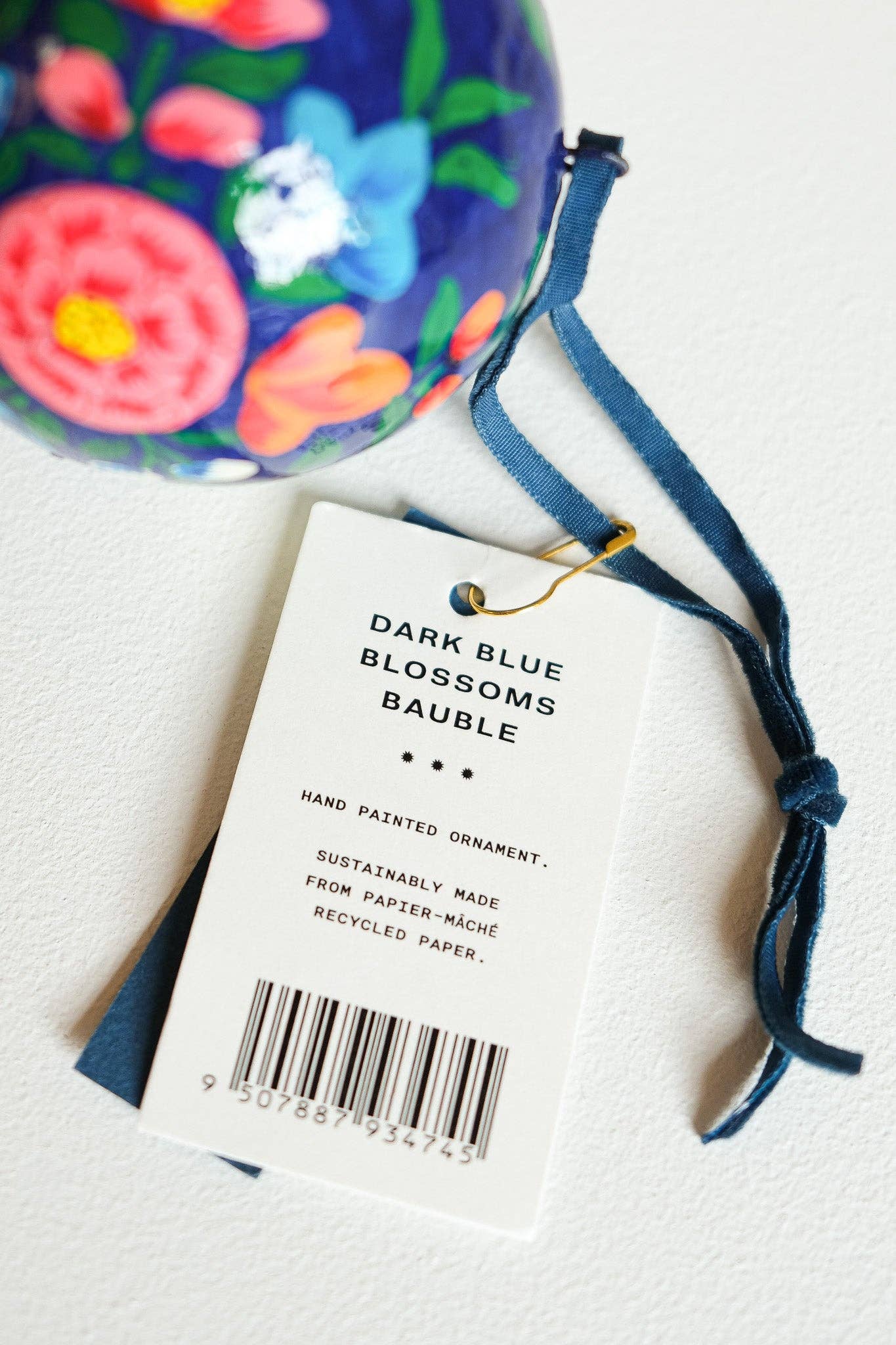 East End Press – wholesale Ornament – UK/EU: Dark Blue Blossoms Bauble1
