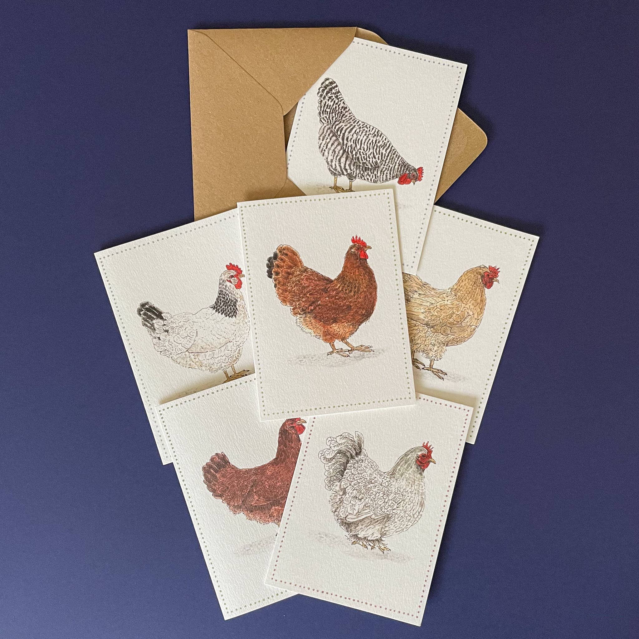 Brittany Davies Illustration – Großhandel Grußkarten für den Alltag – Notizkarte mit Hühnchenmotiv, gesprenkelt3