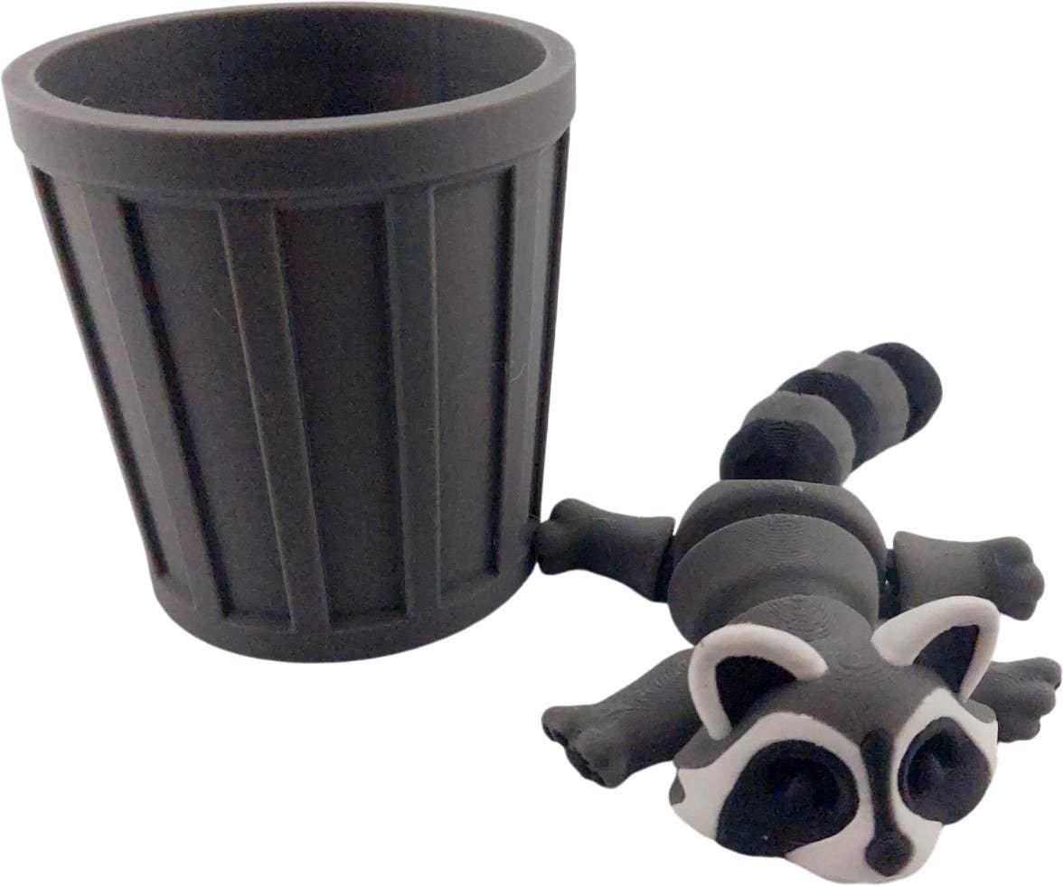 The Geek Galleria – wholesale Dekorativ statyett – 3D-utskriven ledad tvättbjörnsfigur | Realistiska svarta, grå och vita färger | Bedårande skrivbordsdekoration och samlartillbehör | Fidget10