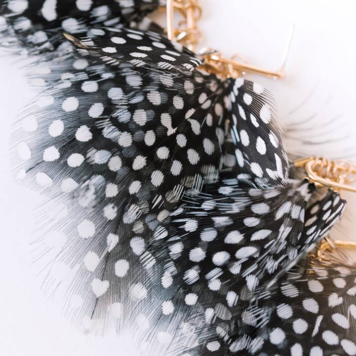 St Armands Designs of Sarasota - Wholesale Tassel Earrings - Spotted Feather Fall Statement Tassel Earrings1