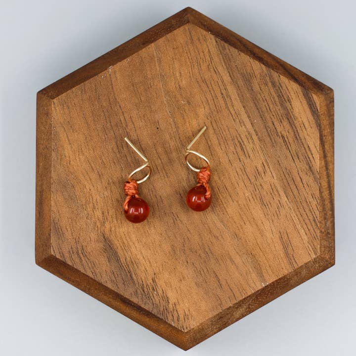 The Stitch Alliance - Wholesale Stud/Post Earrings - Carnelian Stud Earrings, Circle, 14k Gold Fill, Handmade USA2