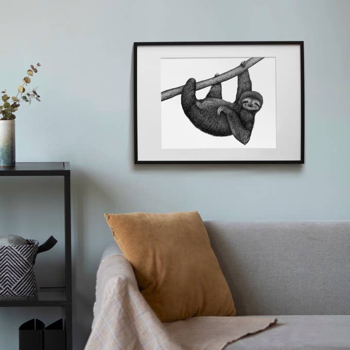Wild Lines - Wholesale Art Print - Black and White Animal Art Print - Sloth - A4 Pen & Ink Art2
