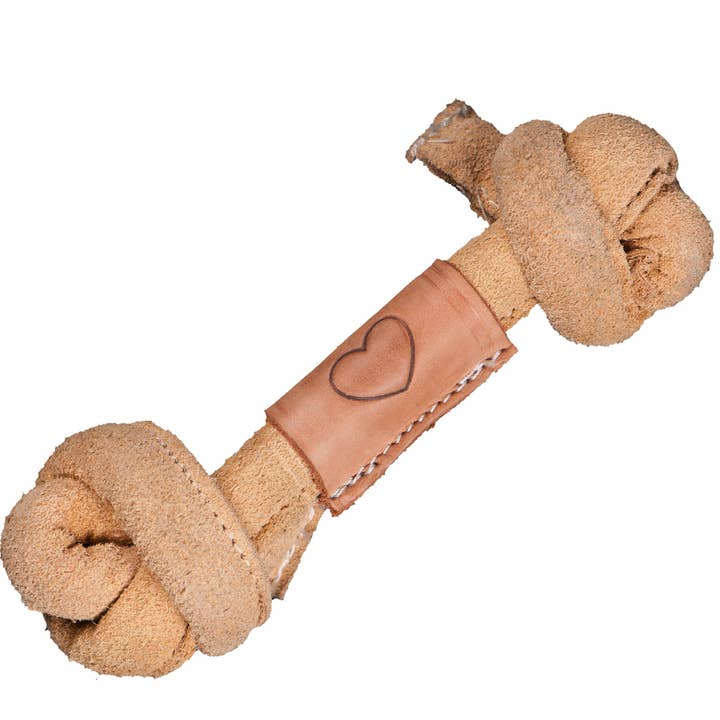 HuggleGroup – wholesale Pet rope toy – Dog – Huggle-Hide® Natural Leather Knotted Bone Dog Toy