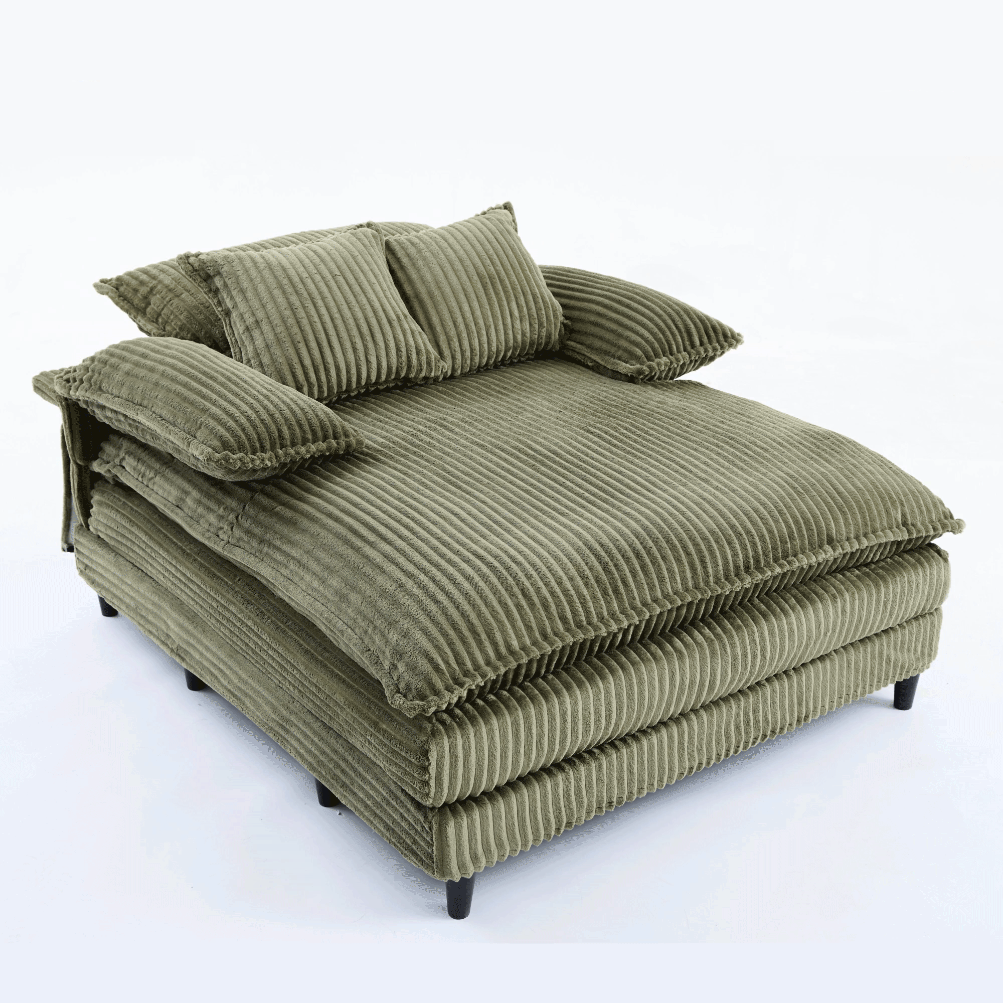 39F Inc. - Wholesale Sofa - NEW 54.75" Green Corduroy Chaise Lounge - 4 Gears, 2 Pillows3