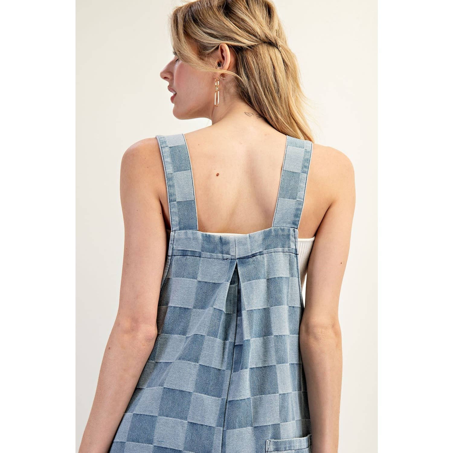 DENIM Mineral Washed Checker Print Overall  for wholesale on Faire5