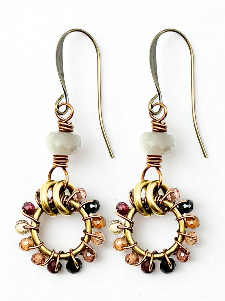 Tundra Sapphire Wrapped Circle Earrings, E264 for wholesale by Lock and Key