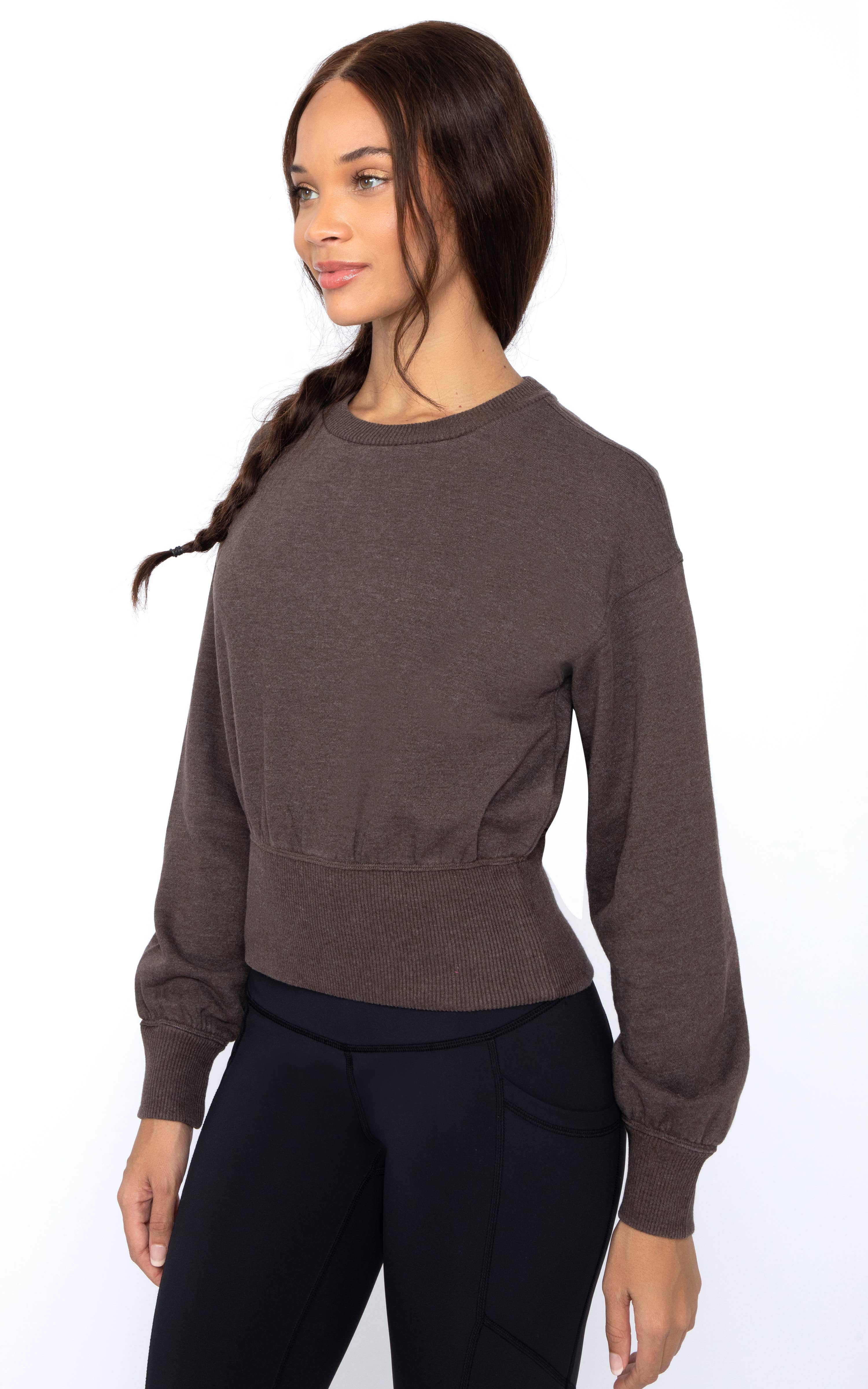 90 Degree by Reflex & Yogalicious - Wholesale Sweatshirt - Women's - Women's Lux Fleece Stone Wash Long Sleeve Pullover0