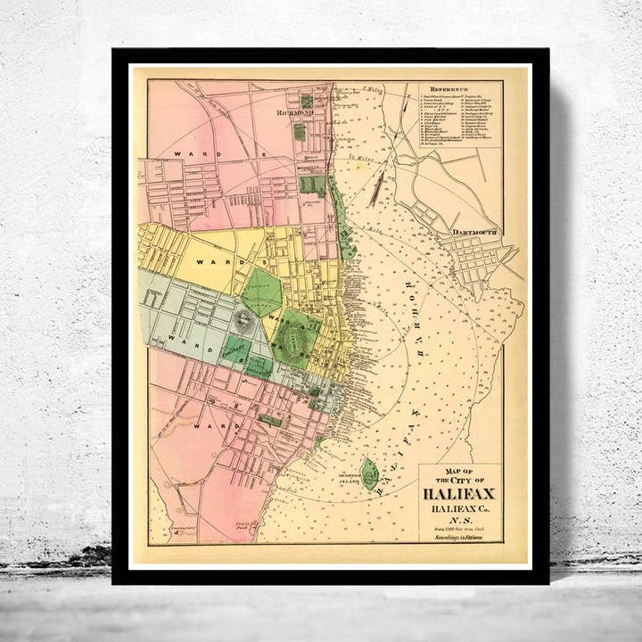 Old Map of Halifax Nova Scotia Canada 1878 | Vintage Map Wall Art Print for wholesale by OldCityPrints - Old Maps and Posters