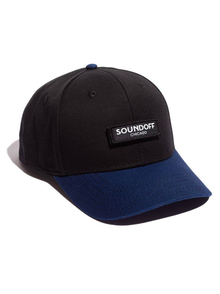 BLACK/NAVY ORGANIC CANVAS ID PATCH SNAPBACK for wholesale by SOUNDOFF