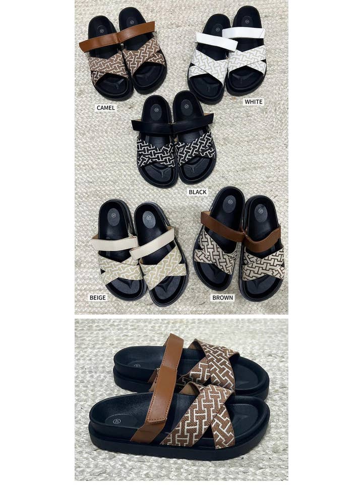 No Doubt Shoes – wholesale Sandals – Women's – CHUNKY DESIGNER CROSS STRAP SLIDER SANDALS 2