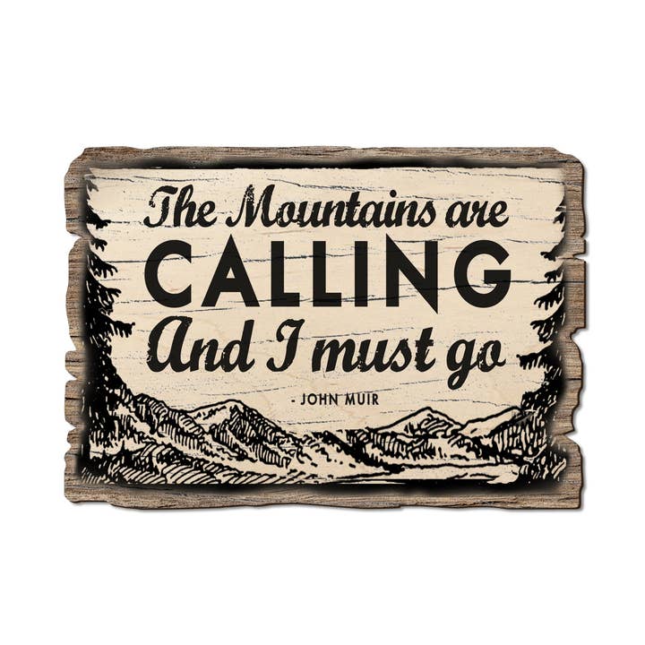 DaydreamHQ - Wholesale Postcard - The Mountains Are Calling - Wood Rustic Postcards & Magnets0