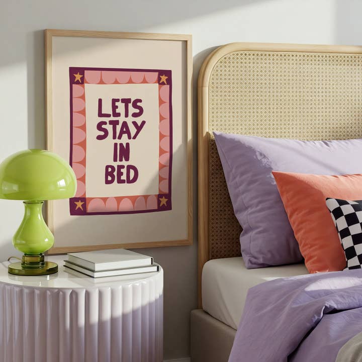 Let’s Stay in Bed – Cosy Quote Print for wholesale by Colourful Life