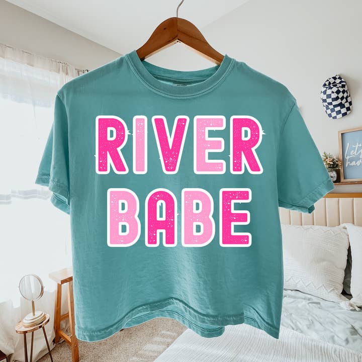 River Babe Cropped Comfort Colors Graphic Tee for wholesale by ZZ Threadz