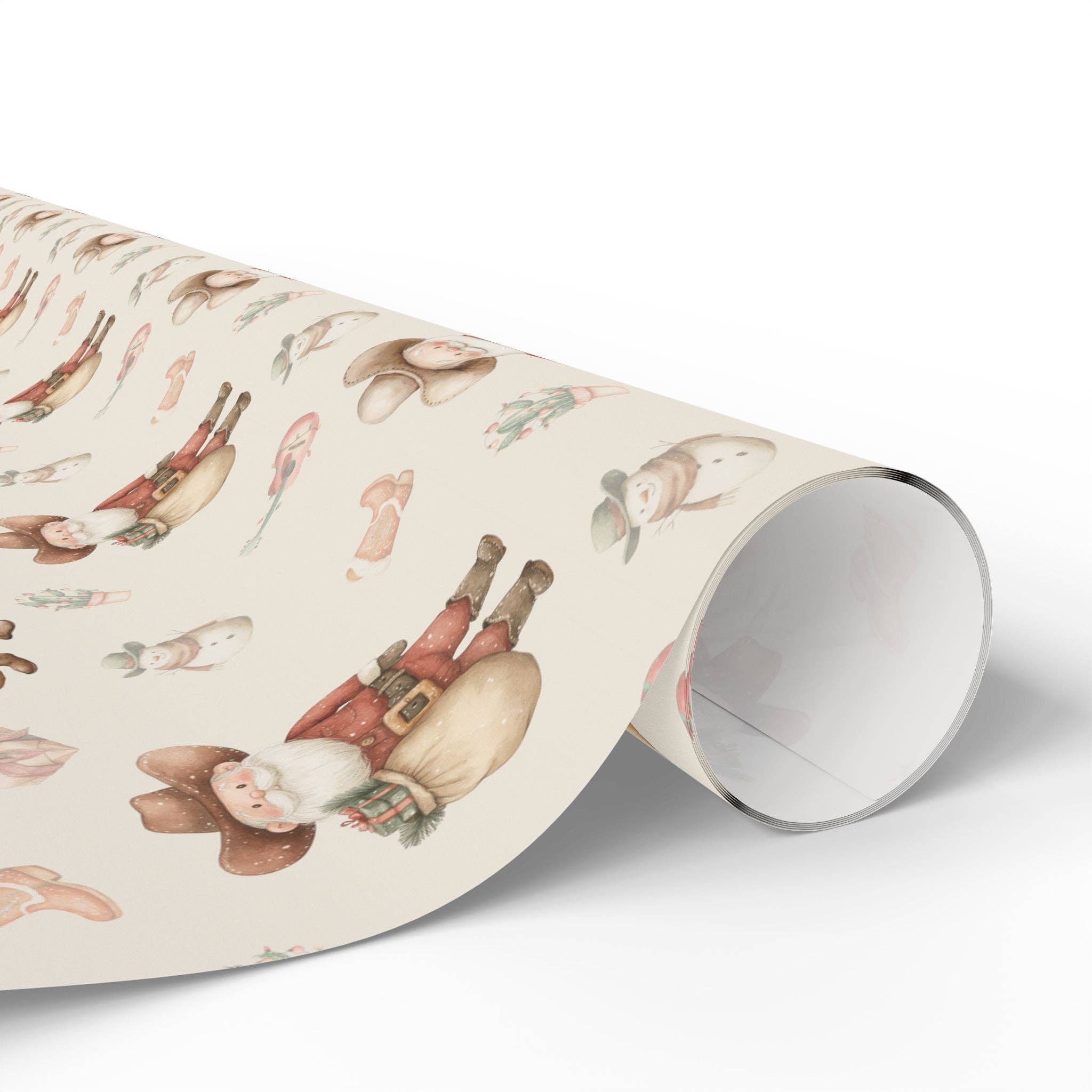 Lokipawz - Wholesale Flat Wrap - Western Santa Holiday Wrapping Paper1