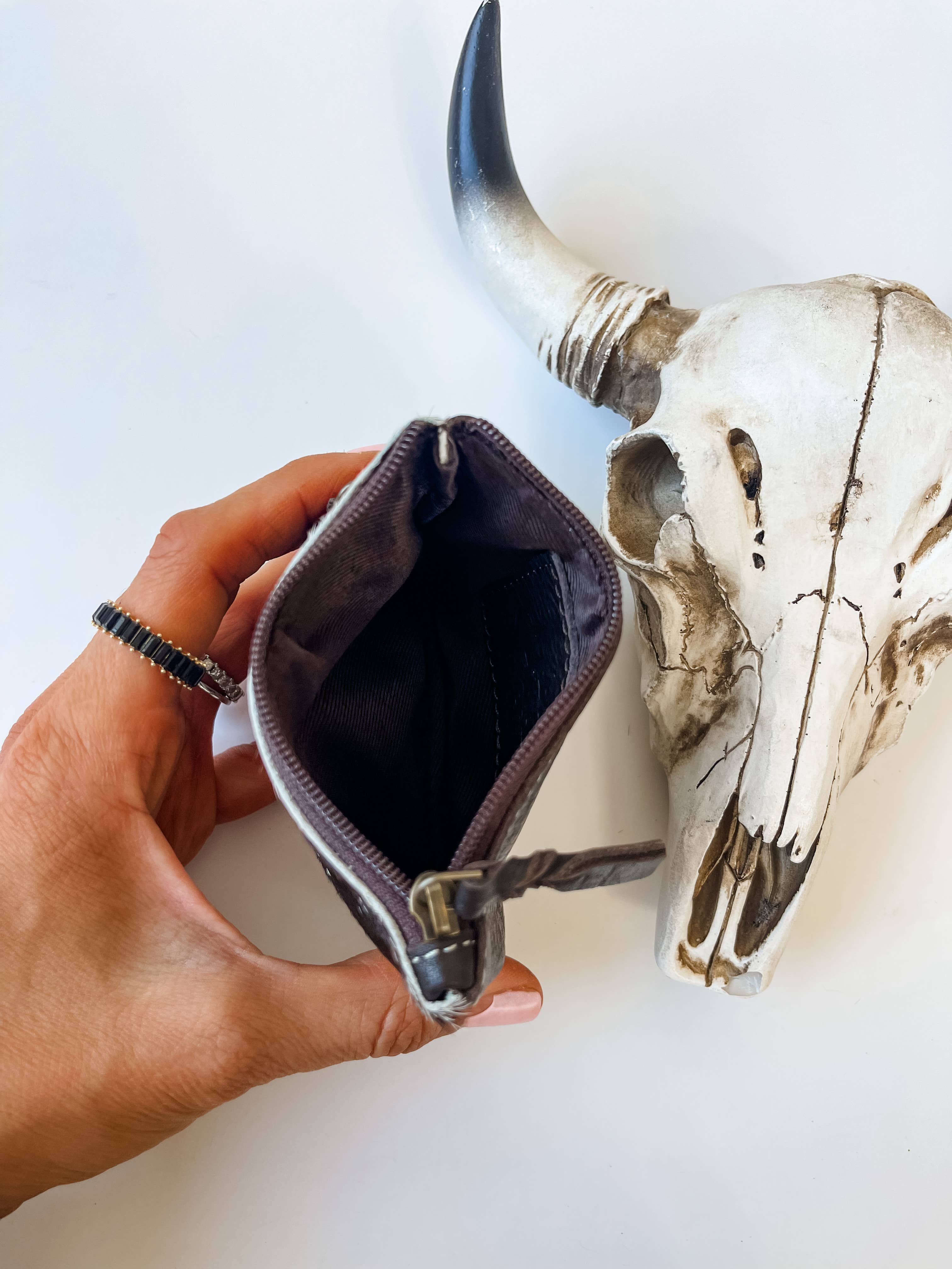 Boho Ranch Shop - Vente Porte-monnaie – femme - Pochette à monnaie Western en peau de vache8