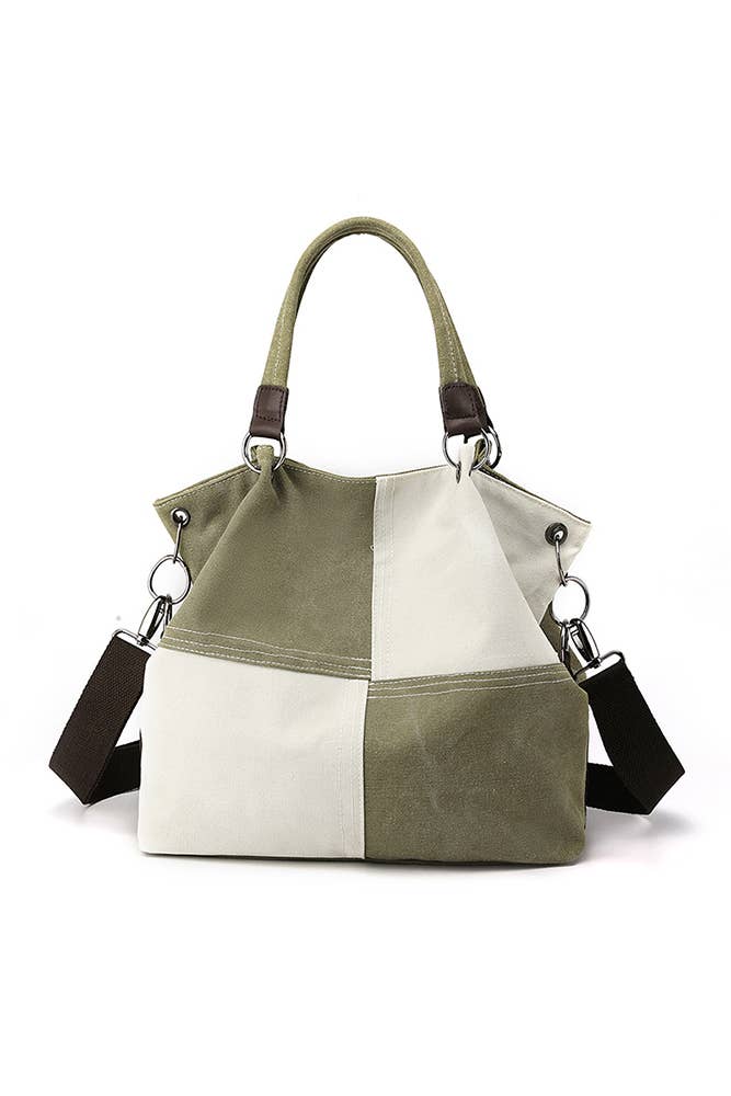 UNISHE – Engroshandel Skuldertaske – til kvinder – Colorblock skuldertaske i lærred MOQ 3 stk ZYB0031