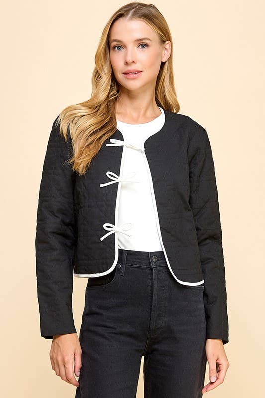 TCEC - Vente Veste – femme - Veste matelassée à manches longues et nœud accentué CJ6617