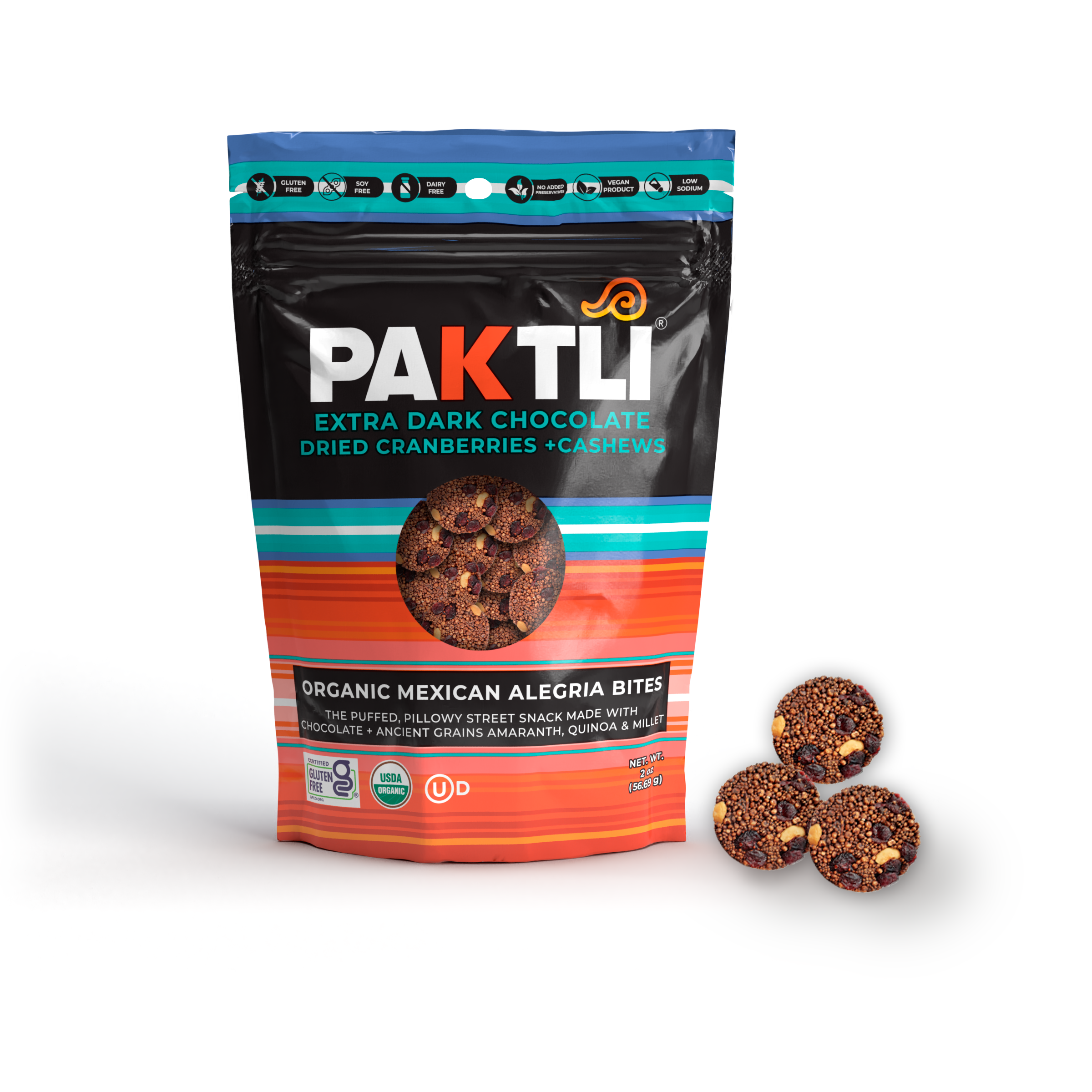 Paktli Foods - Wholesale Chocolate Covered Sweets - NEW Extra Dark Chocolate  Alegria Bites+ Cranberries/Cashews14