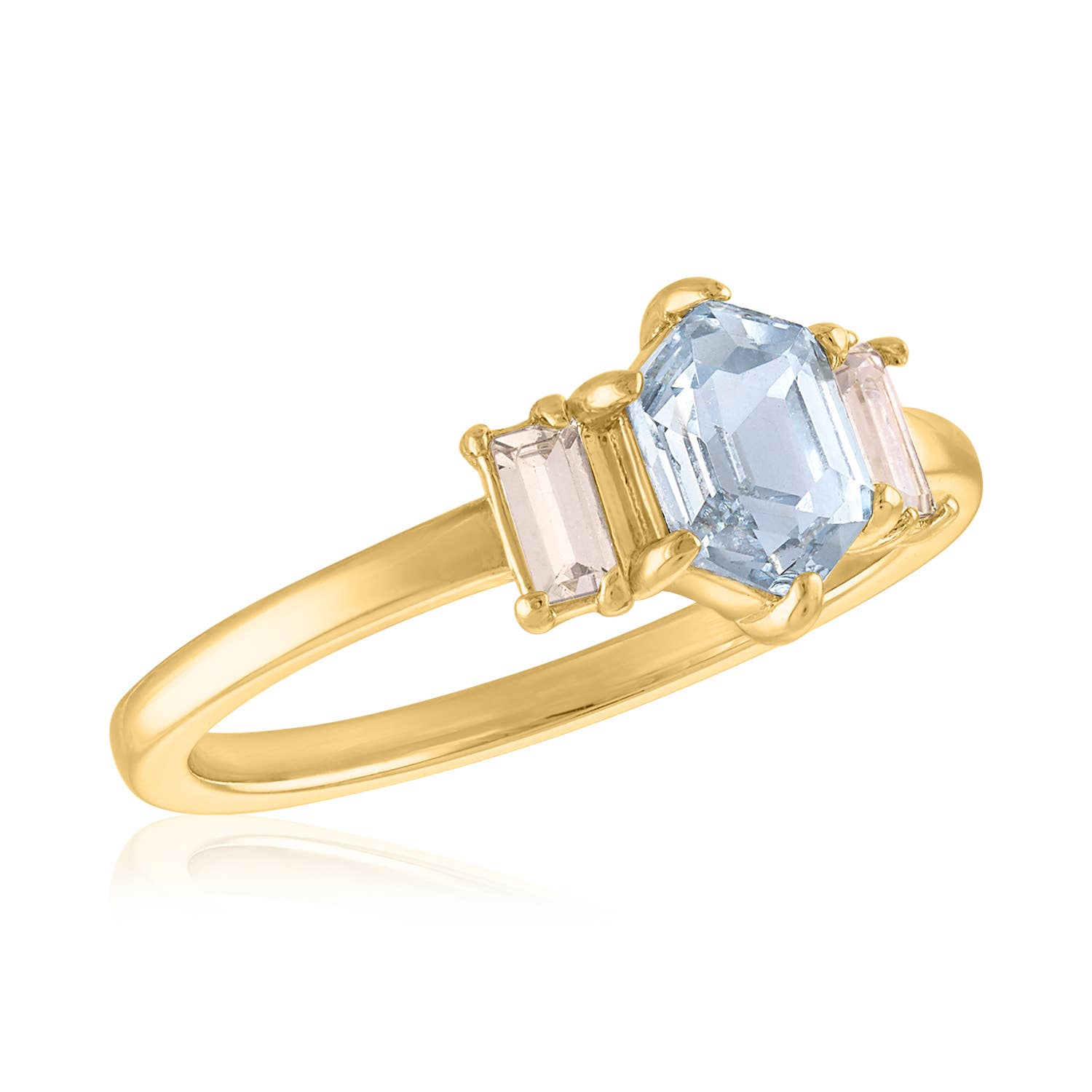 Center Court - Wholesale Band/Stacked Ring - Layers Ring: Hexagon Step Cut Gold Ring0