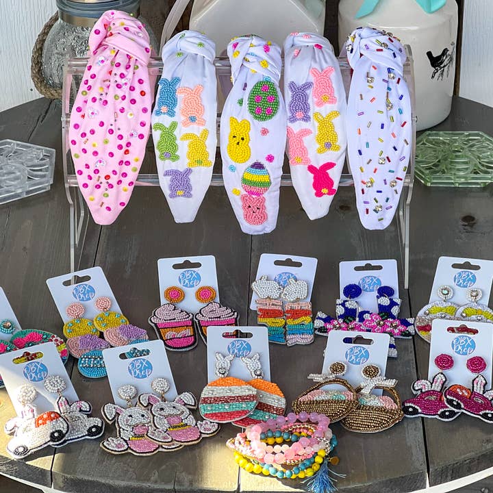 OBX Prep - Wholesale Dangle Earrings - Easter Eggs Soft Pastel Spring Seed Beaded Drop Earrings3