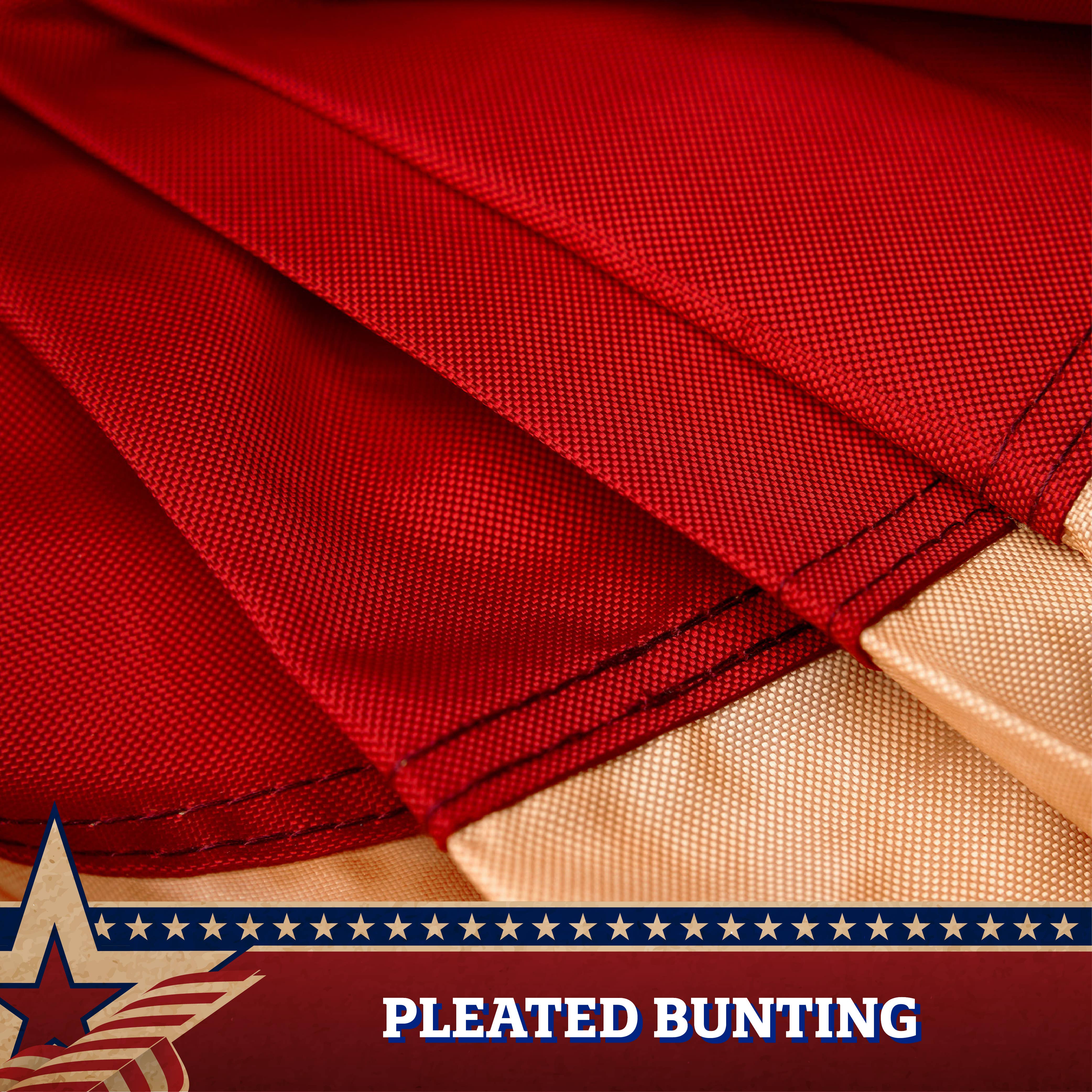 G128 - Vente Drapeaux - Drapeau d'éventail plissé teinté thé américain G128 2 x 1,2 m en polyester brodé étoiles et rayures4