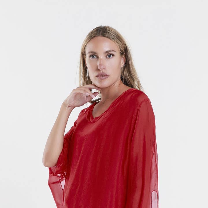 Tiffany Silk Butterfly Bottom Open Wrist (BLS218) for wholesale by TINA Stephens Italy/Tees By Tina