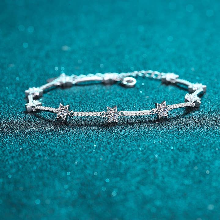 Moissanite Star Of David Bracelet in 925 Sterling Silver for wholesale by Perimade & Co. LLC