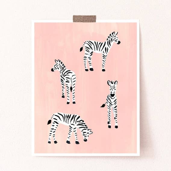 Stampa artistica Zebras - Rosa per la vendita all'ingrosso da parte di Sabina Fenn