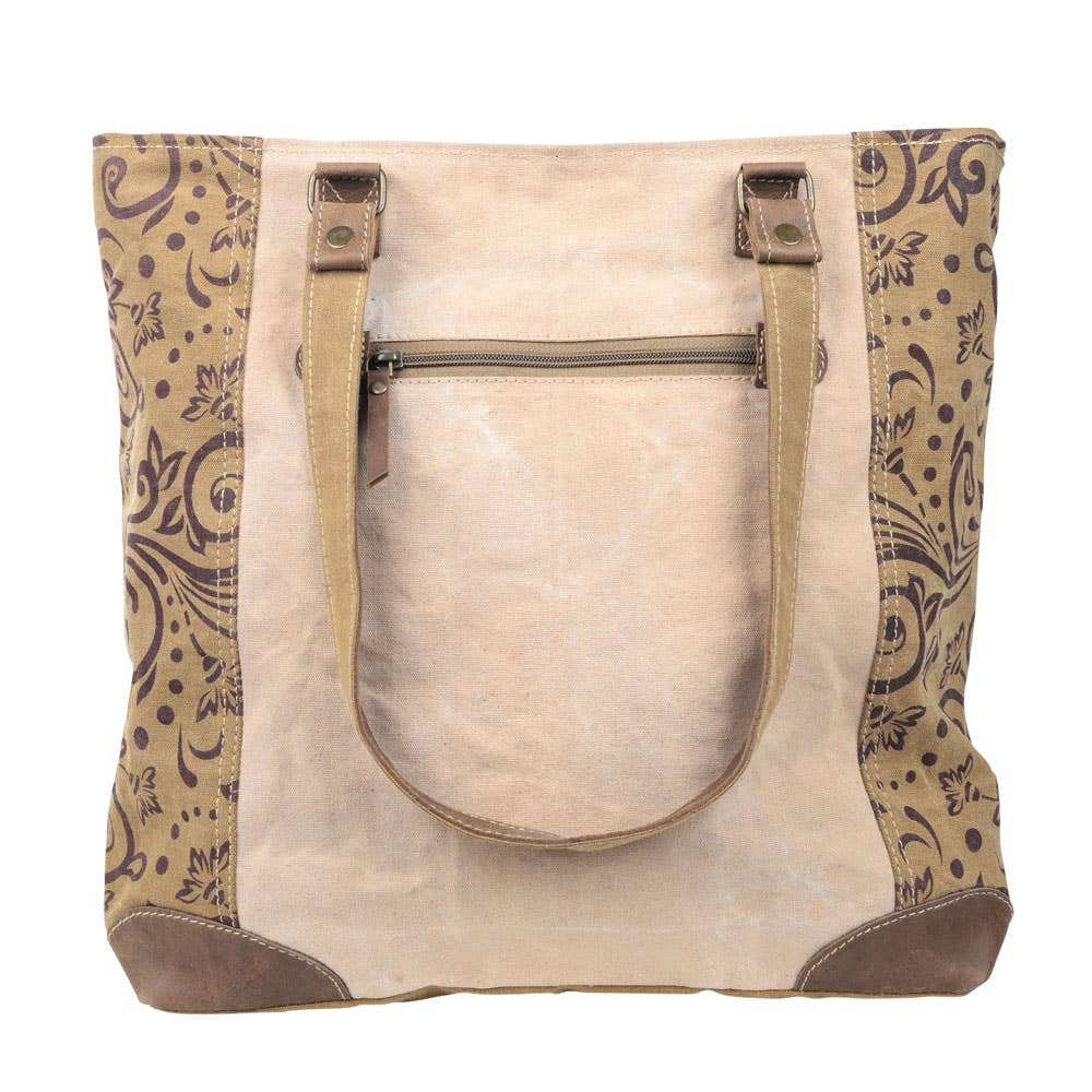 Clea Ray Canvas Bags & Clothing - Wholesale Tote Bag - Women's - Vintage Flower With Large Front Pocket Canvas Tote3