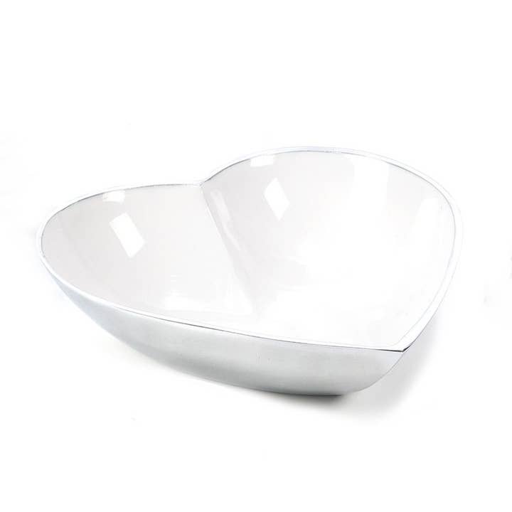 Recycled Heart Dish White - Reduced for wholesale by Globe Enterprise