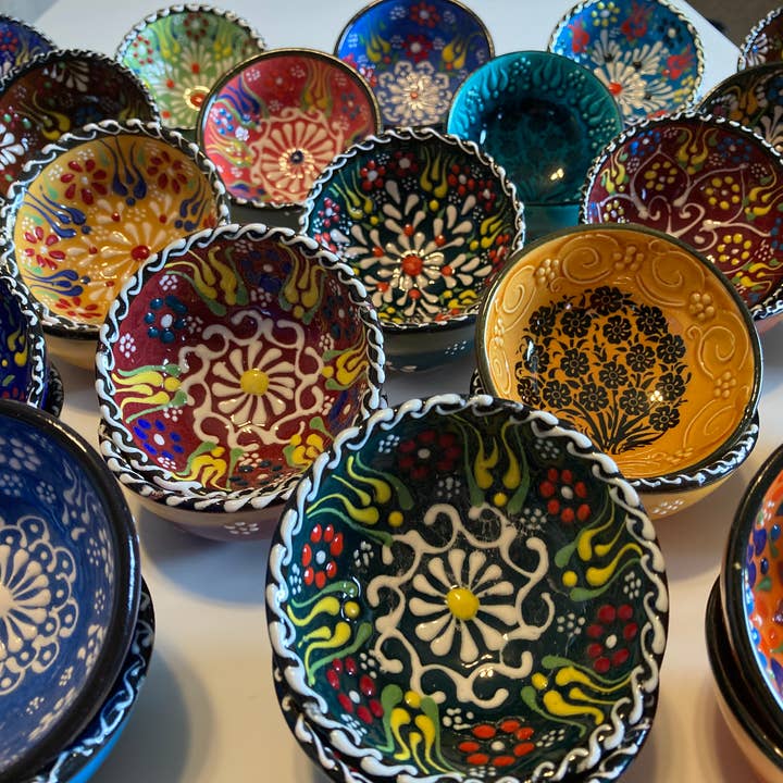 Mediterranean Collection - Wholesale Decorative Plate/Dish/Bowl - Ottoman Turkish Design - 30 Pcs Mini Bowls Bundle