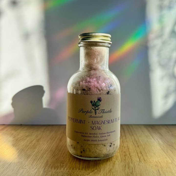 Peppermint + Magnesium Bath Soak for wholesale by Purple Thistle Botanicals
