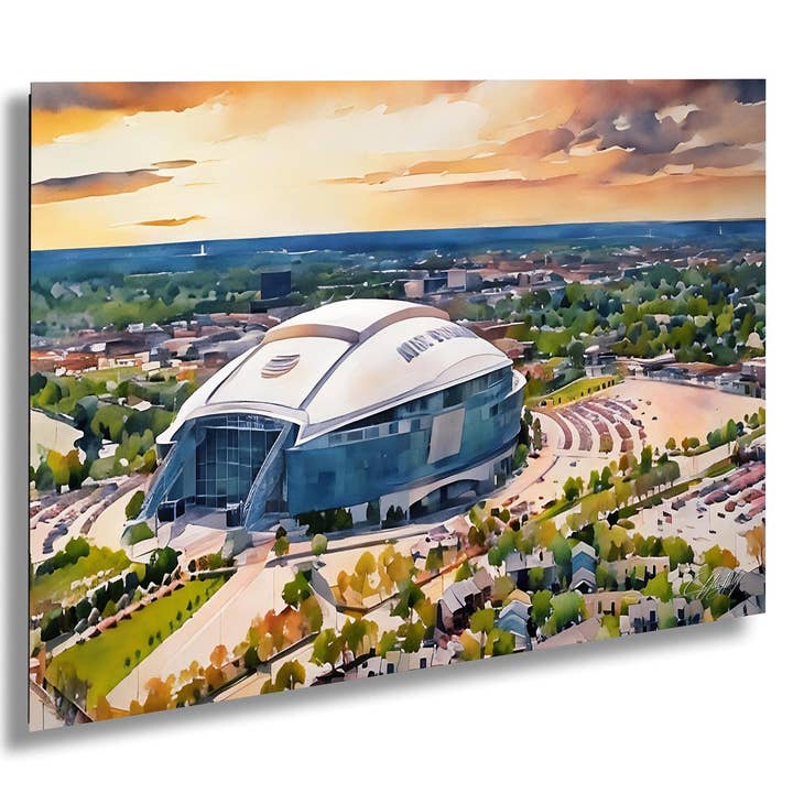 Dallas Cowboys Stadium Art | Sunset | Watercolor for wholesale by Clifton Haley Photography