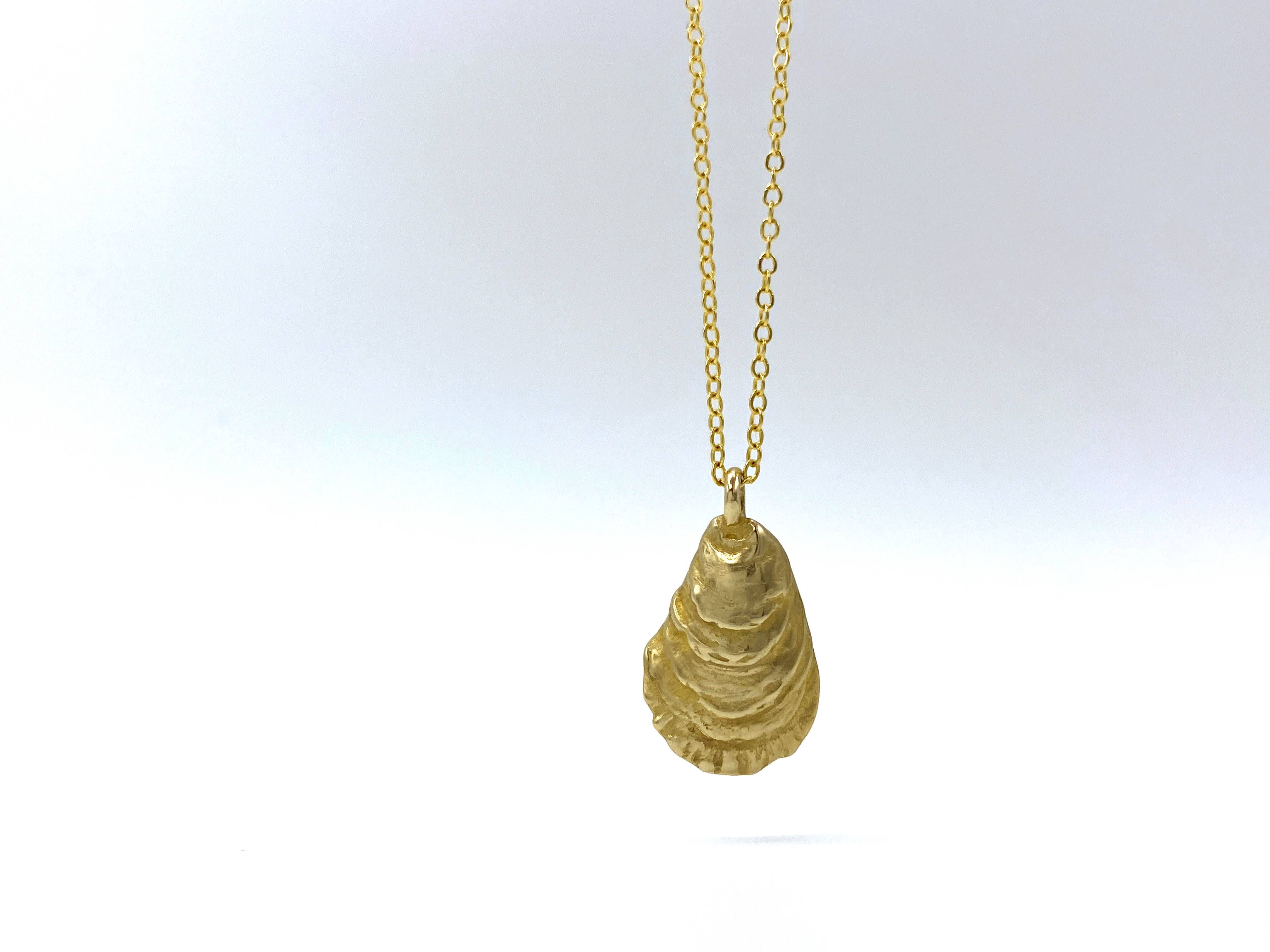 Blue Dot Jewelry - Wholesale Pendant/Charm Necklace - Bronze Oyster Shell Necklace with 14k Gold Filled Chain