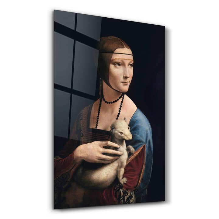 Dame met de Hermelijn van Leonardo da Vinci (1490) | Glazen Muurkunst voor wholesale door Artdesigna KG