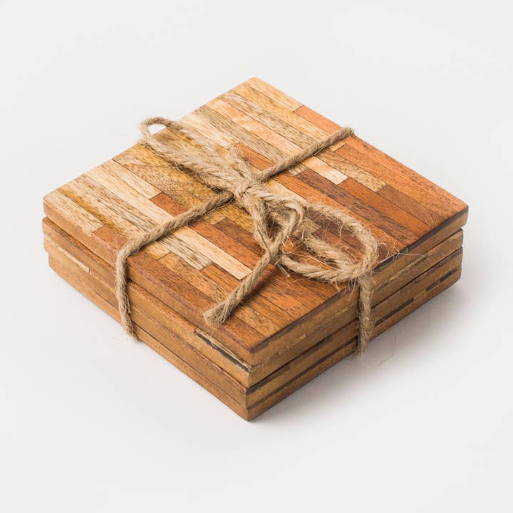 Mela Artisans - Wholesale Coasters - Marquewood Two Tone Coasters