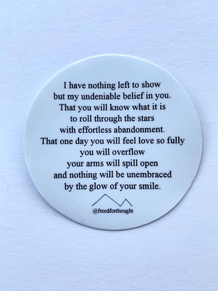 Poetry Sticker - "I Have Nothing" for wholesale by Maya Joy in the World