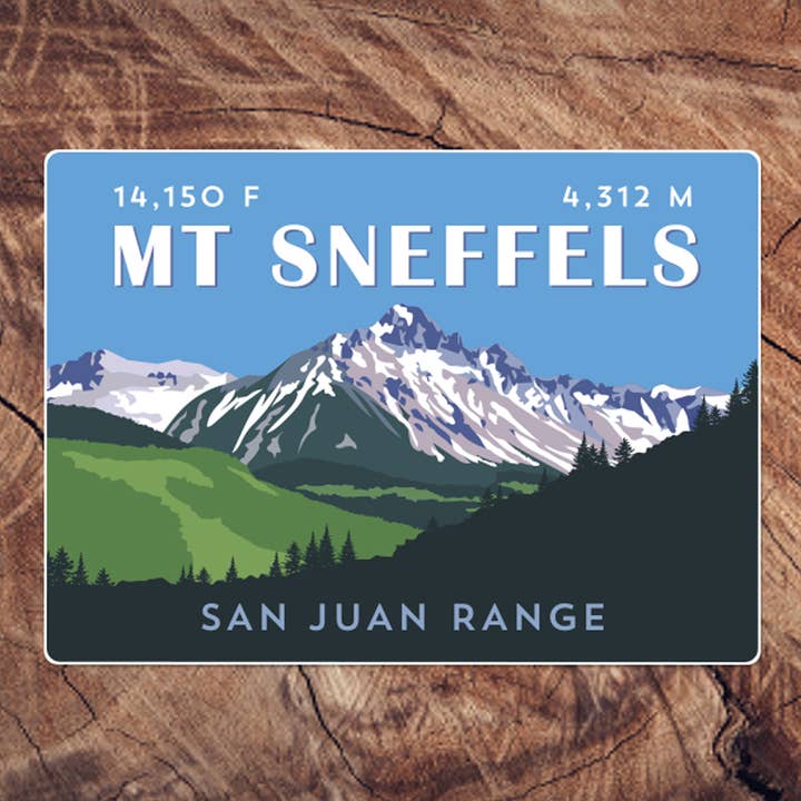 Mt Sneffels Colorado 14er Sticker (3.5" x 2.5") for wholesale by Hinterland Outdoors