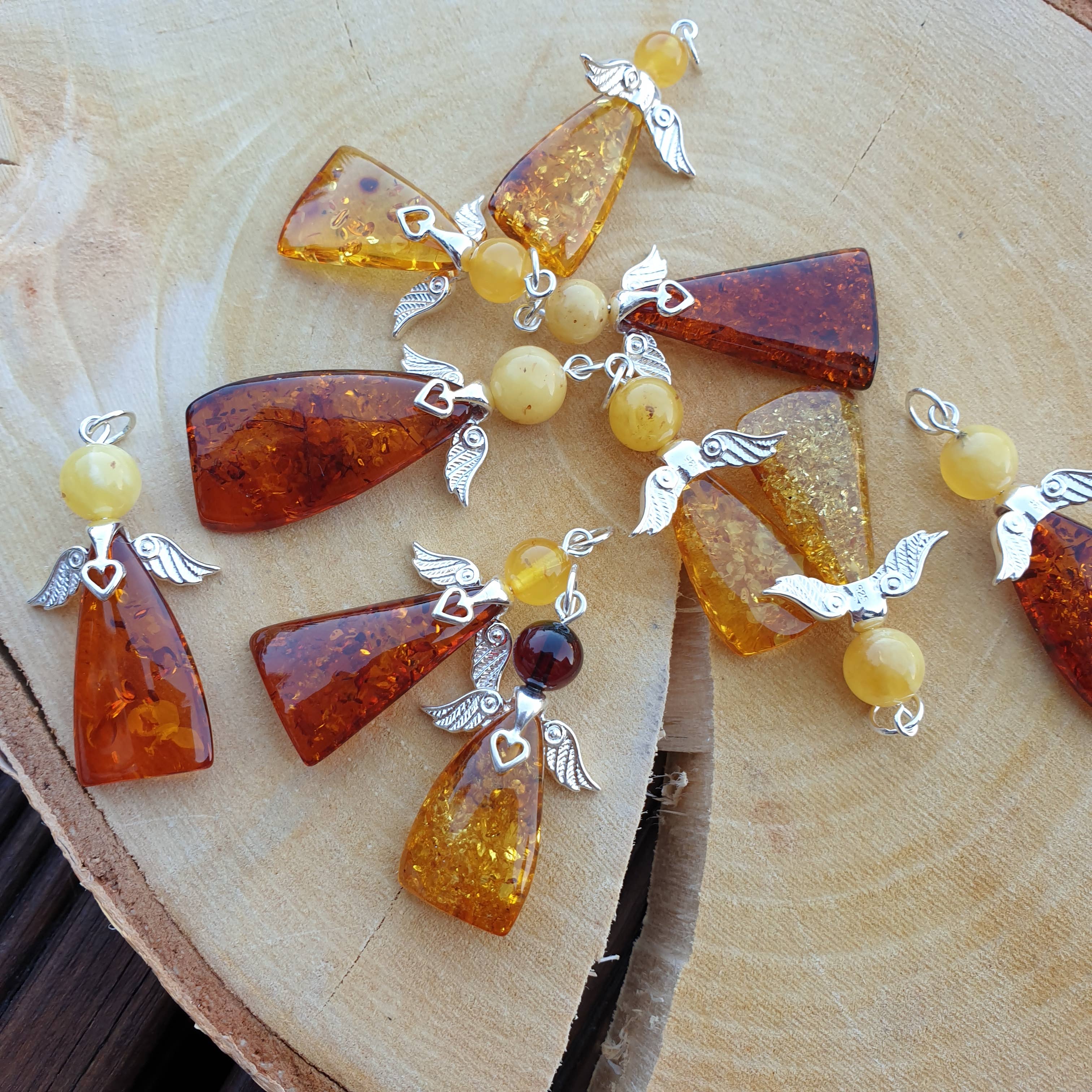 AmberLithuania - Wholesale Pendant/Charm Necklace - Angel necklace Gemstone Angel pendant Baltic Amber handmade7