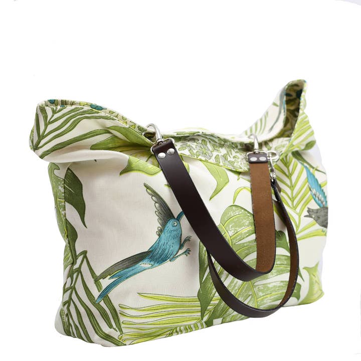 Large green “Pastoral” canvas bag for wholesale by Epigram