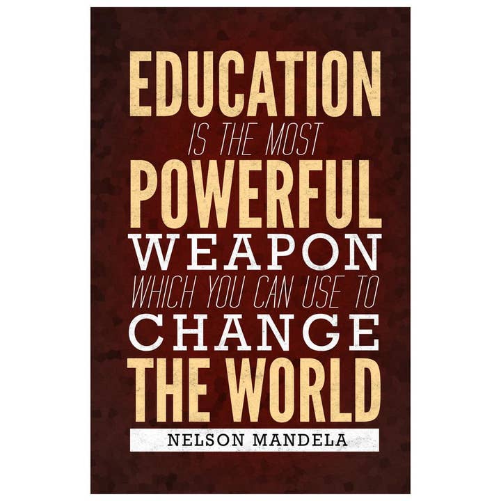 Nelson Mandela Education Is The Most Powerful Weapon Quote Poster for wholesale by Gotham Gifts